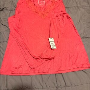 Charter Club Coral Lace V-Neck Top